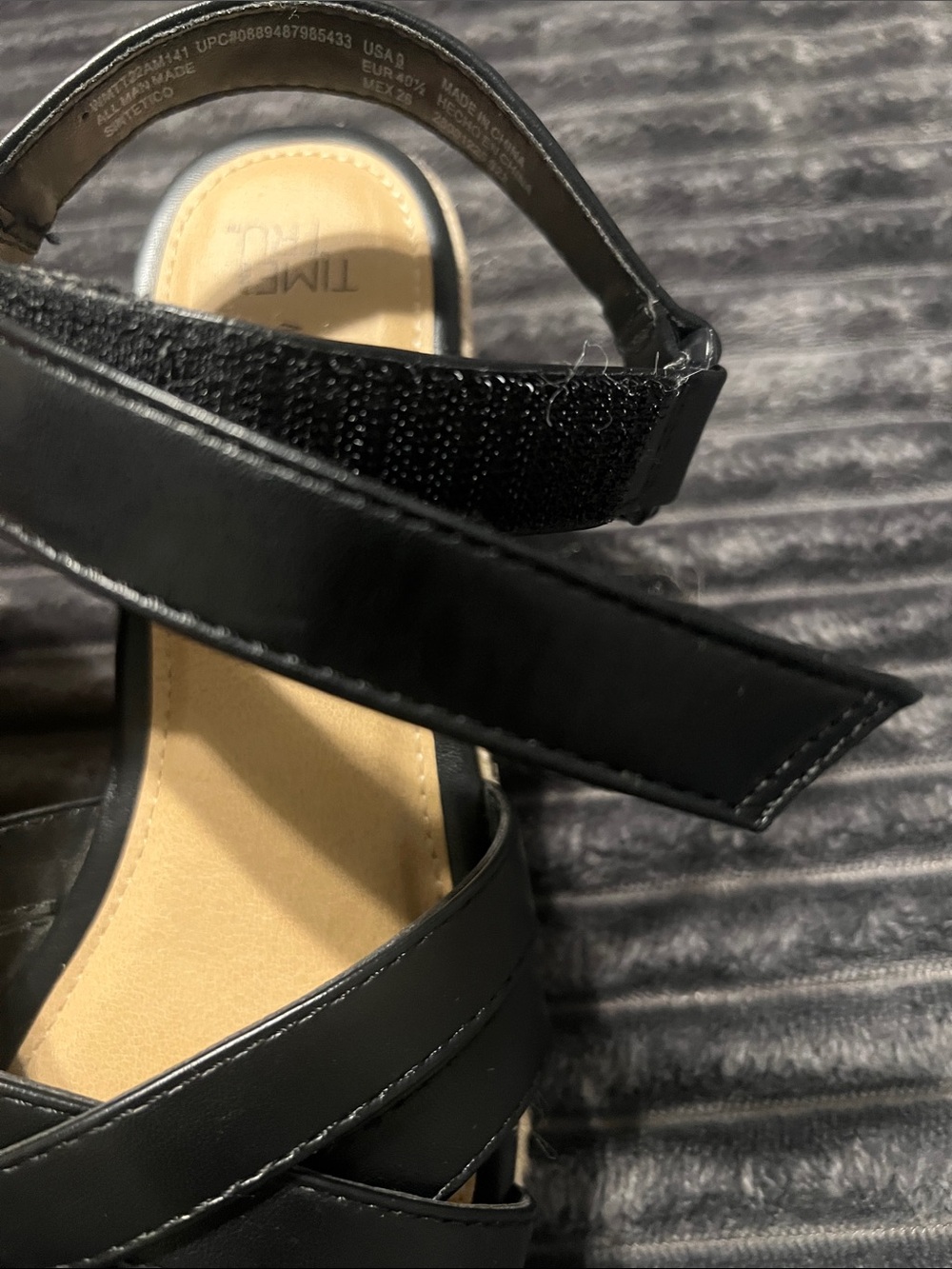 Time and Tru Black Crisscross Ankle Strap Wedge Sandals - Picture 4 of 4